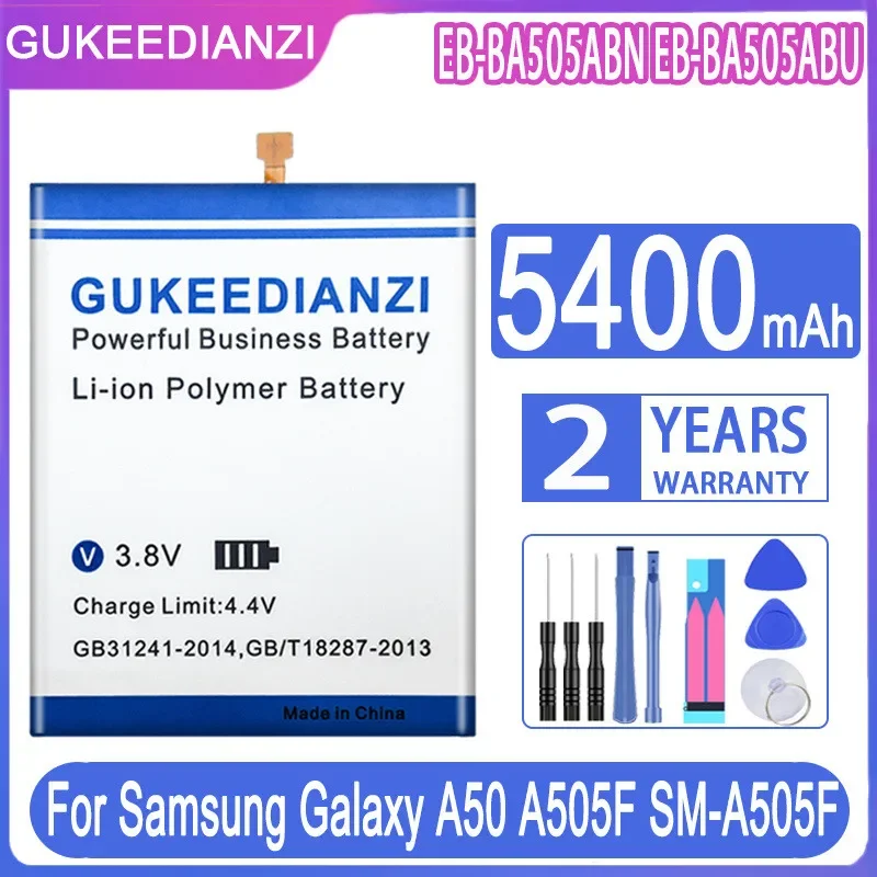 GUKEEDIANZI Replacement Battery EB-BA505ABN for Samsung Galaxy A50 A505F SM-A505F A30s A30 A20 SM-A205FN 5400mAh Batterij