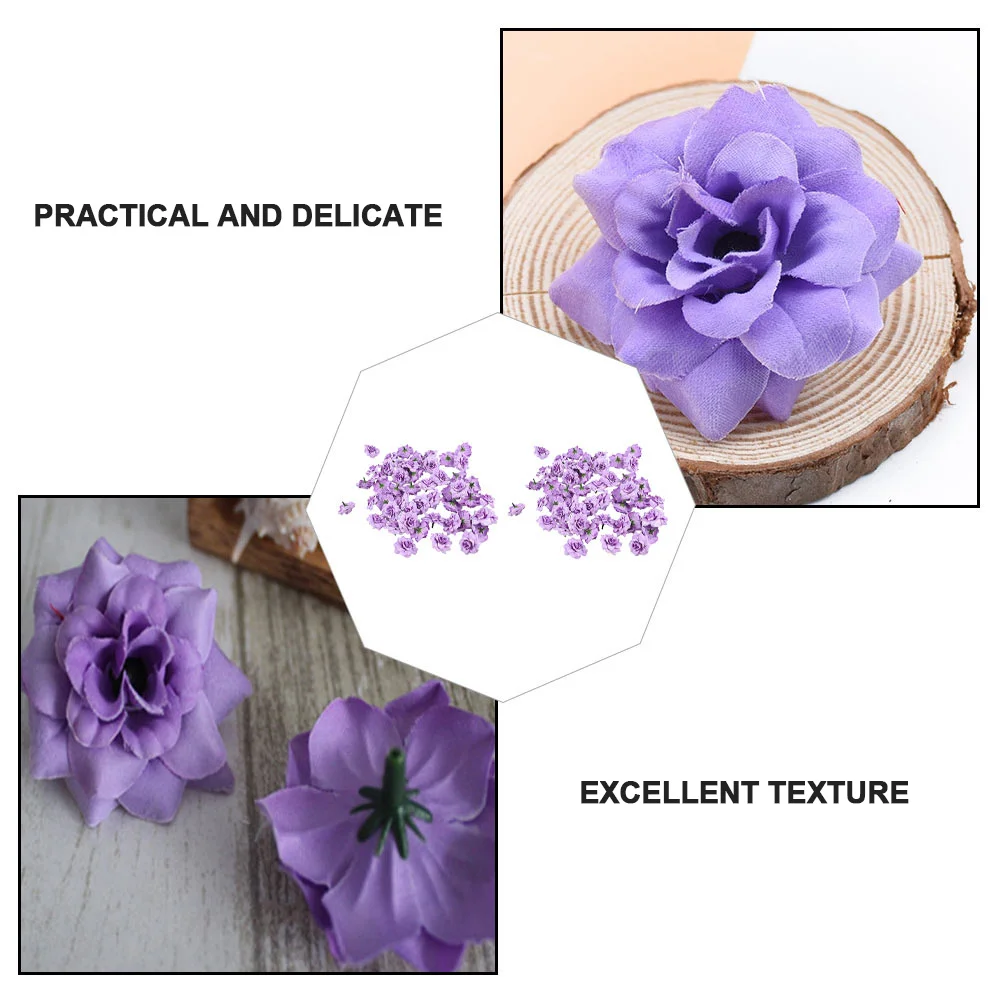 

100Pcs Fake Rose Heads Simulation Silk Rose Decors Wedding DIY Romantic Flower Wall Accessories Vivid Ornament