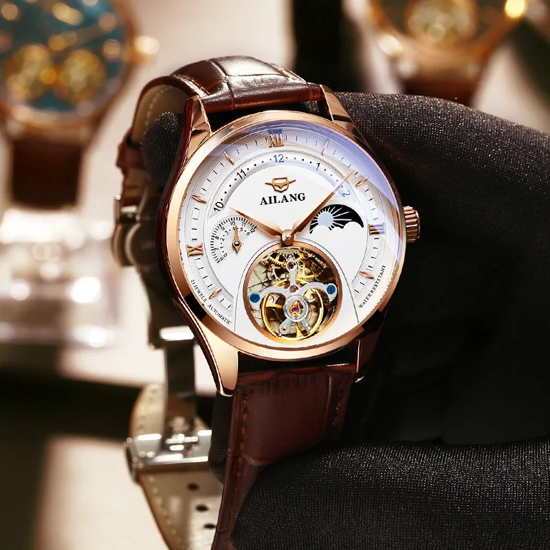 

AILANG Brand Original Men Automatic Mechanical Watch Luxury Brand Men Watch Tourbillon Dial Luminous Waterproof Reloj Hombre