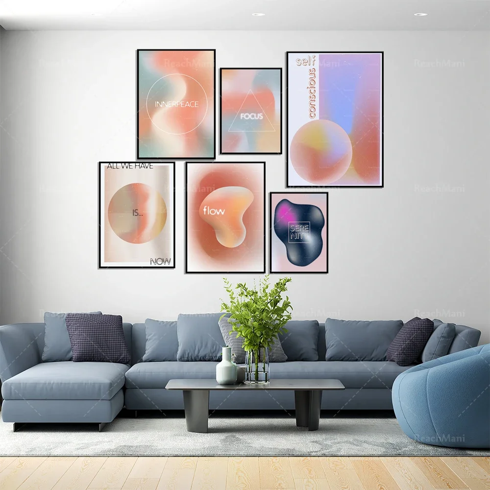 We only have, halo posters, retro gradient posters, grain gradients, feature film posters, 70s home decoration, psychedelic and
