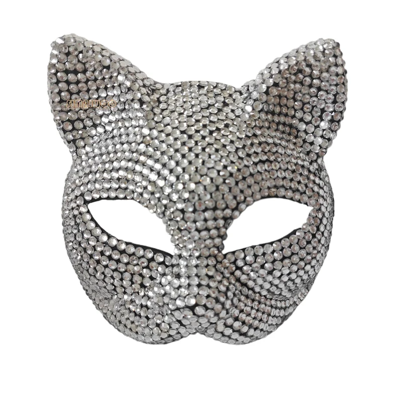 Rhinestone Half-face Full-face Cat-eye Masquerade Mask Handmade Mosaic Ideal For Costume Parties Performances Fashion Statements