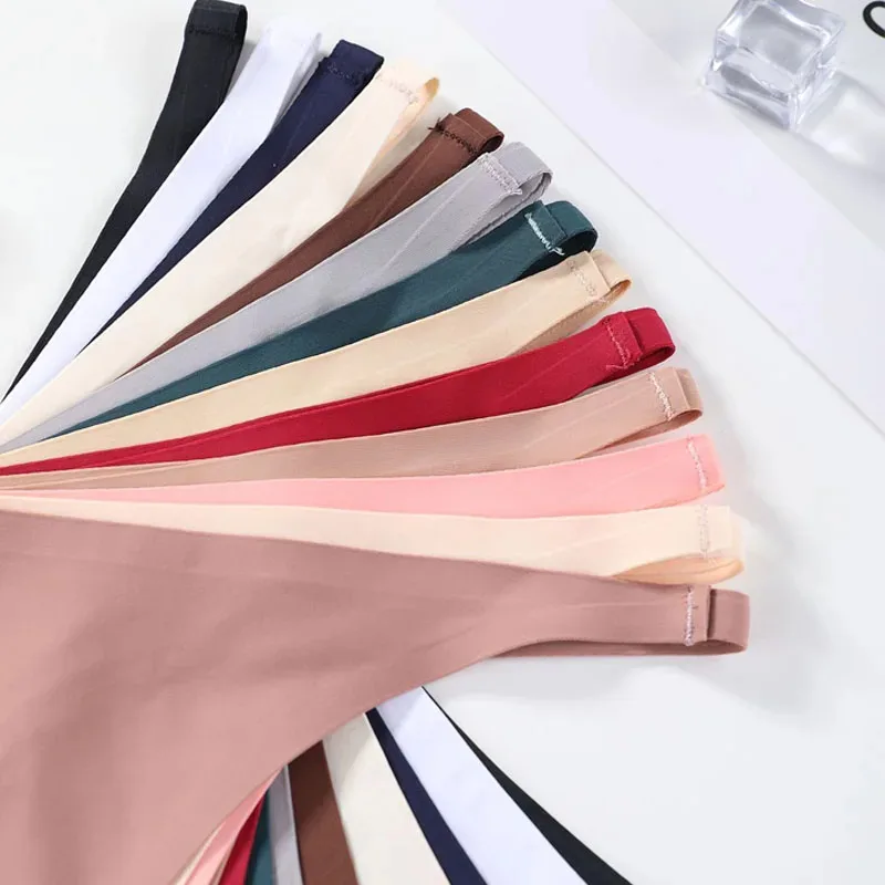 1/2/3/4 шт., бесшовное женское нижнее белье из ледяного шелка, мягкие стринги с лентой, атласное нижнее белье, женское нижнее белье-бикини, брюки на подтяжках