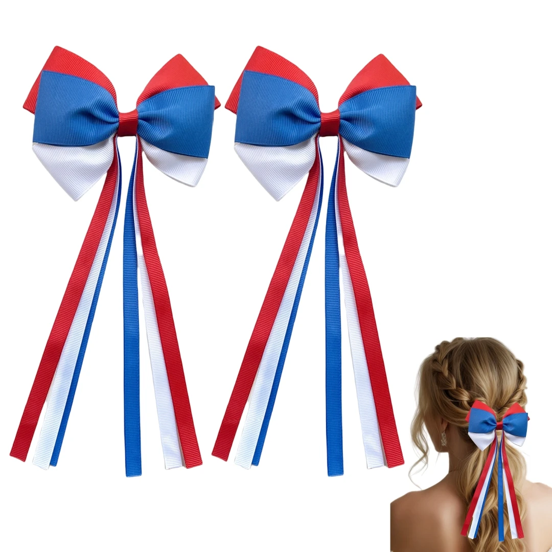 10PCS Children's Girl Streamer Bow Hair Alligator Clips Long Tassel Bowknots Barrette Custom Grosgrain Ribbons Headwear For Kid