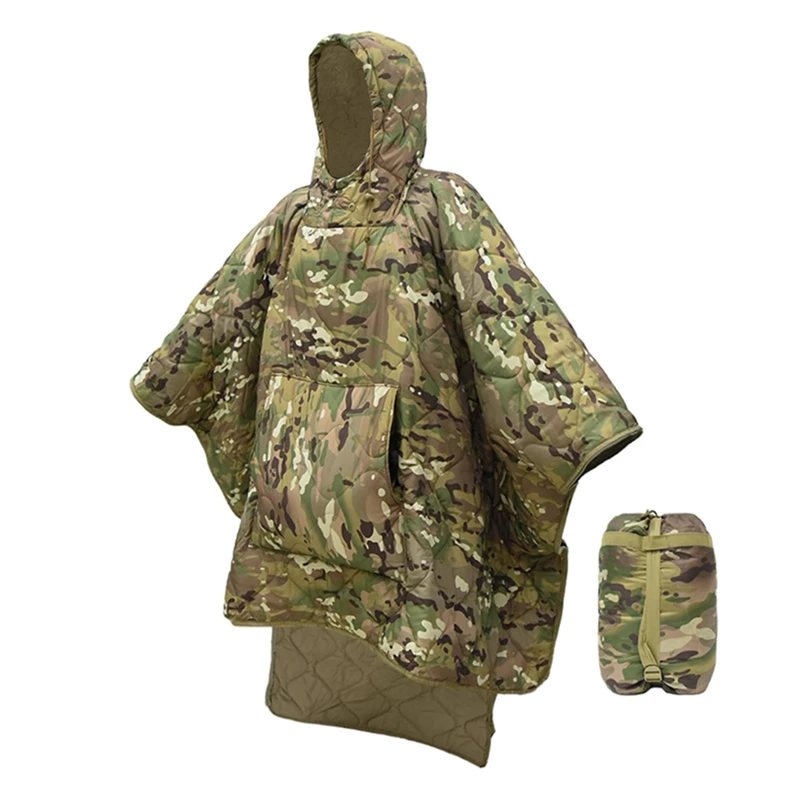 Winter Warm Poncho Blanket Hooded Waterproof Raincoat Travel Camping Mat Tactical Multican Camouflage Uniform Multi-purpose suit