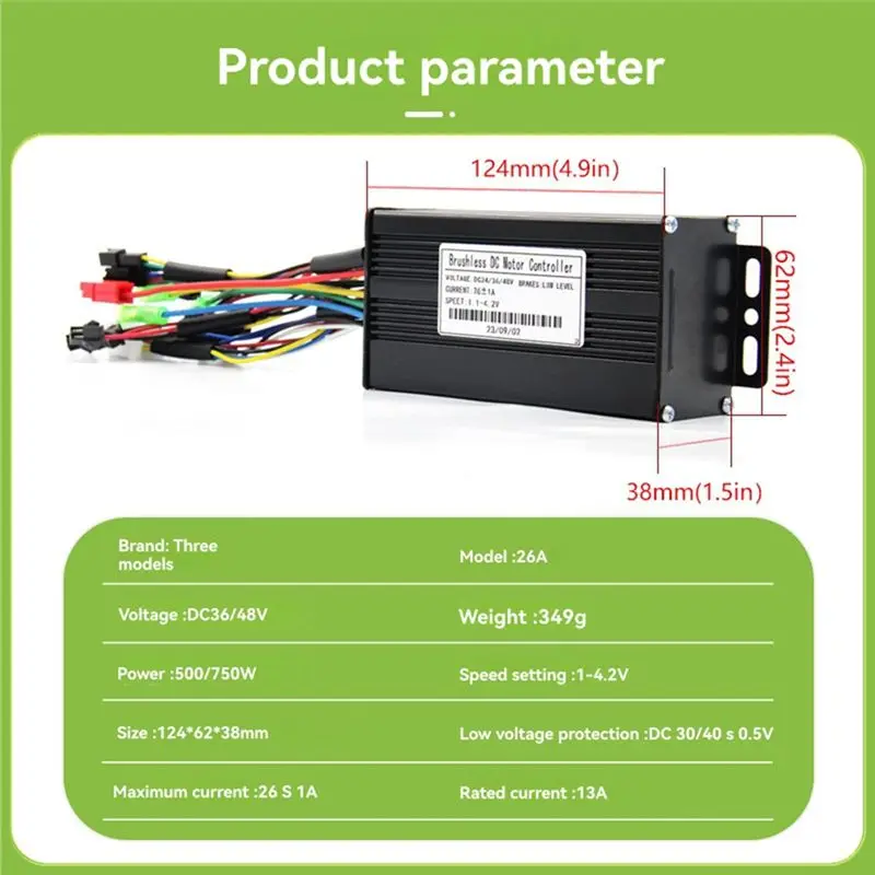 DT17 36V 48V 500W 750W 26A Three Mode Brushless Controller with Speed Limit Line for Ebike Electric Scooter