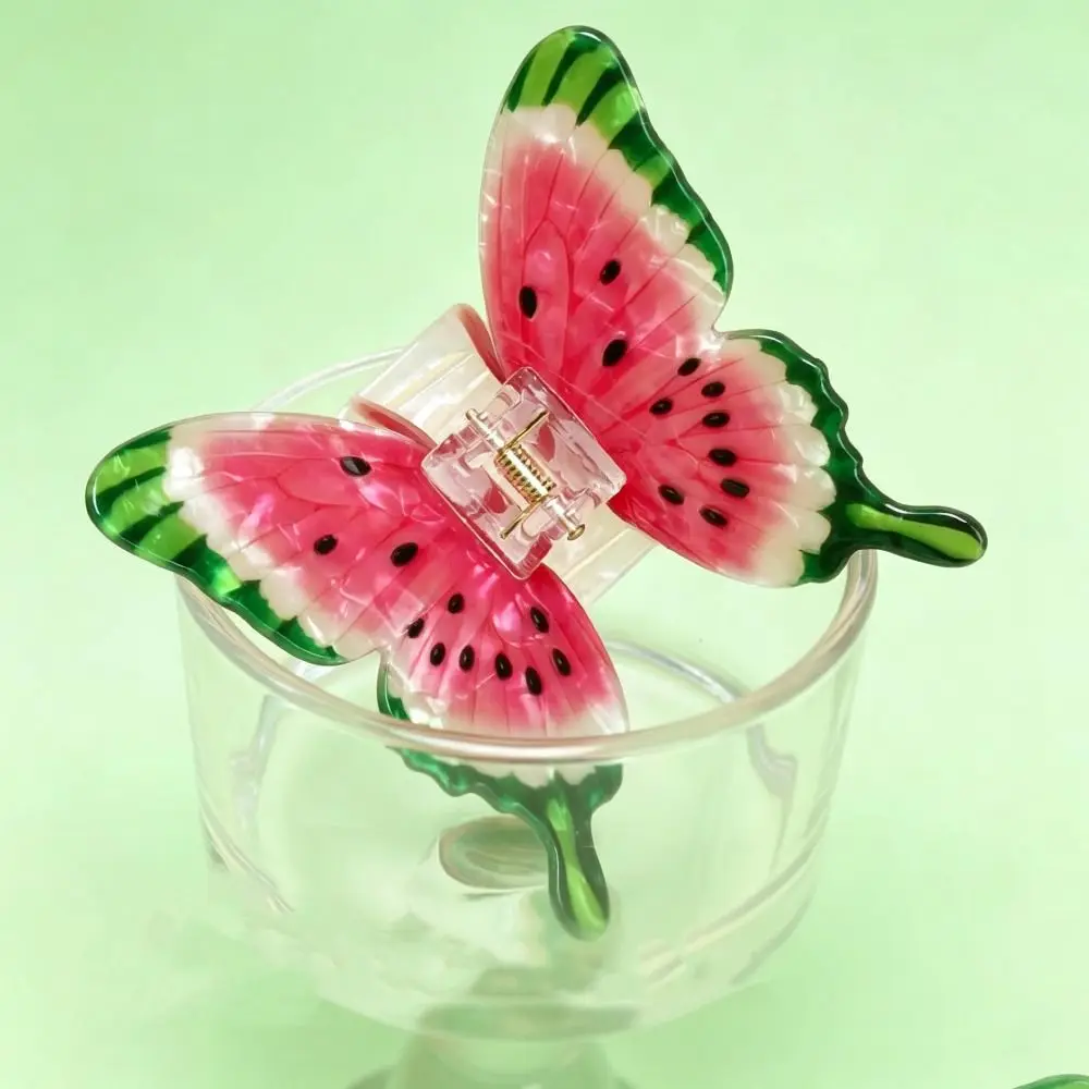 

Grab Clip Hairpin Butterfly Hair Claw Cartoon Large Size Watermelon-Patterned Hair Clip Colorful PVC Acrylic Grasp Vacation