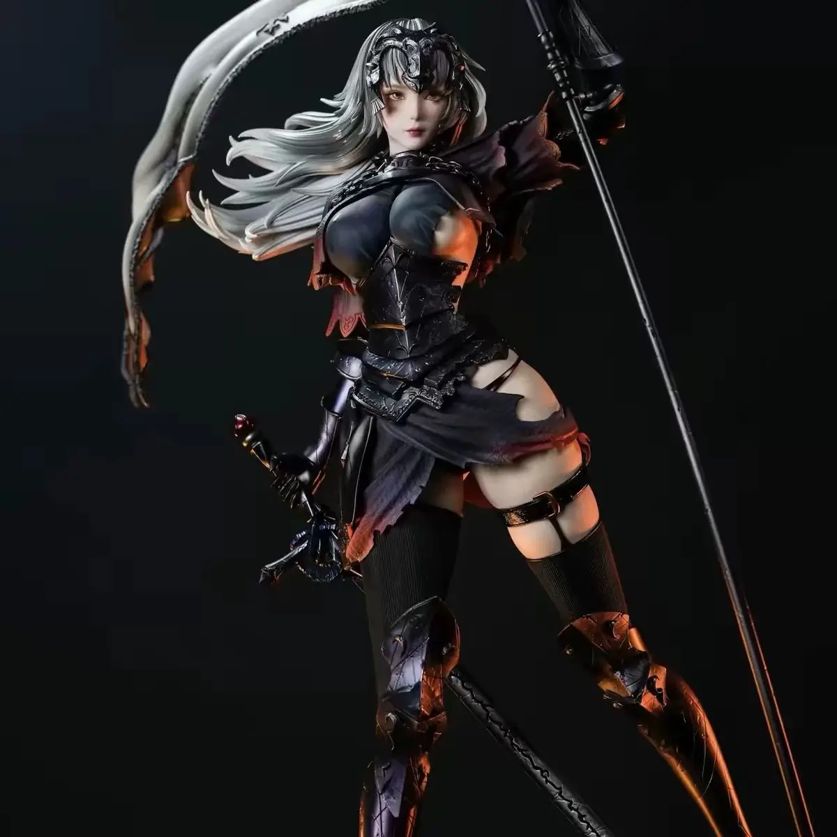 2D-style anime figure of Black Jeanne d'Arc cosplay girl, 1/4 scale collectible figure, decoration gift