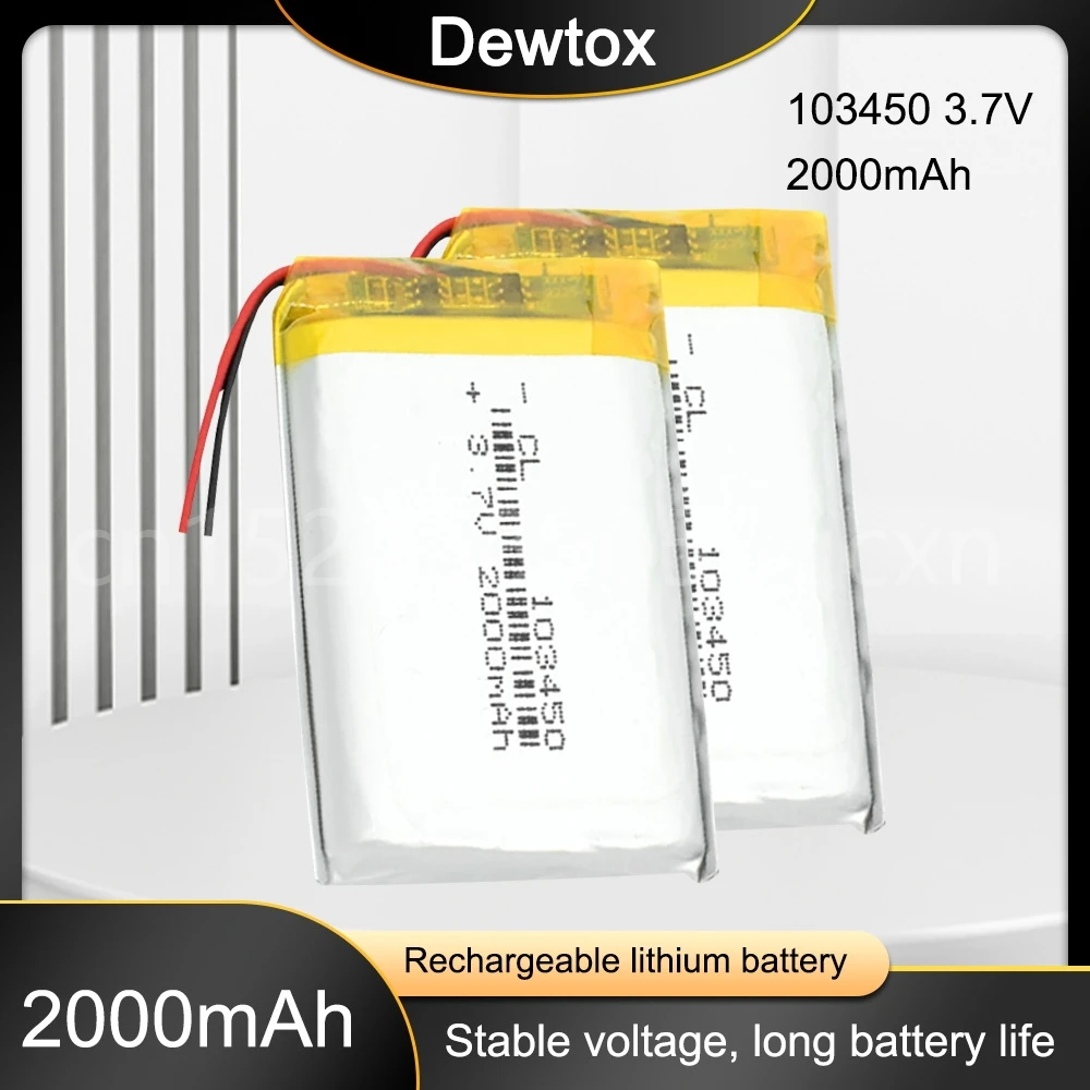 103450 3.7V 2000MAH batteria ricaricabile ai polimeri di litio Lipo per MP3 navigatore GPS registratore DVD auricolare e-book Camera