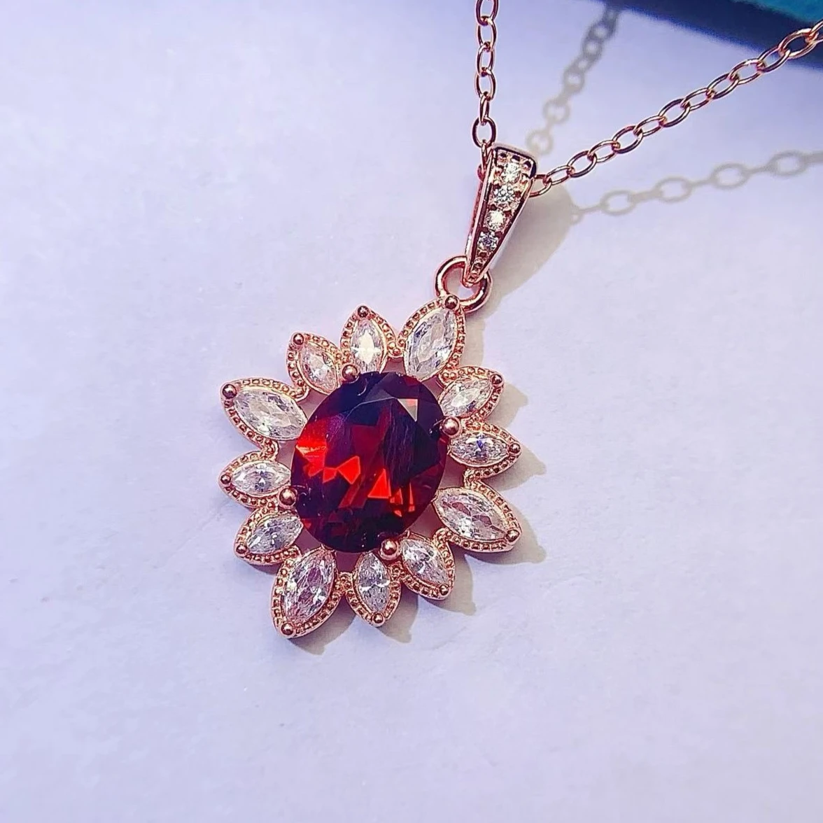 7x9mm Certified Natural Citrine Vintage Pendant 925 Silver Exquisite Craftsmanship Floral Frame Gemstone Necklace Pendant