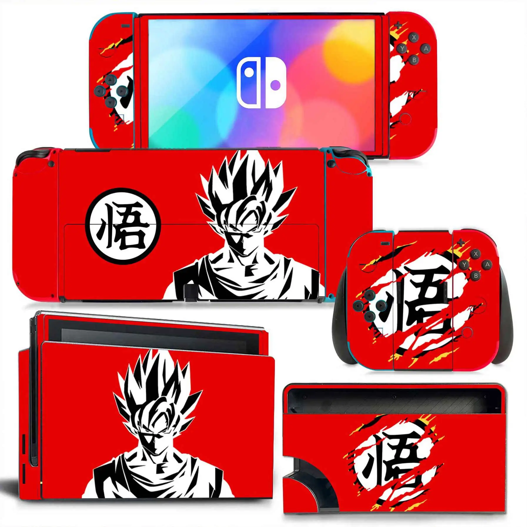 Anime Kakarotto Vegeta Skin Cover Sticker Decal for Nintendo Switch OLED Console Joy-con Controller Dock Skin Vinyl Dragon Ball