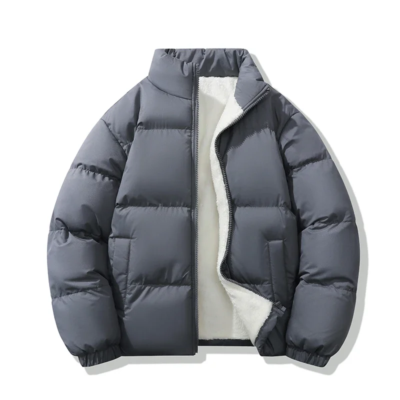 

LIBIELIY 2025 Winter New Fleece Jacket Men Parkas Coat Loose Solid Windproof Fur Collar Warm Parka Jacket Fashion Casual Windbre