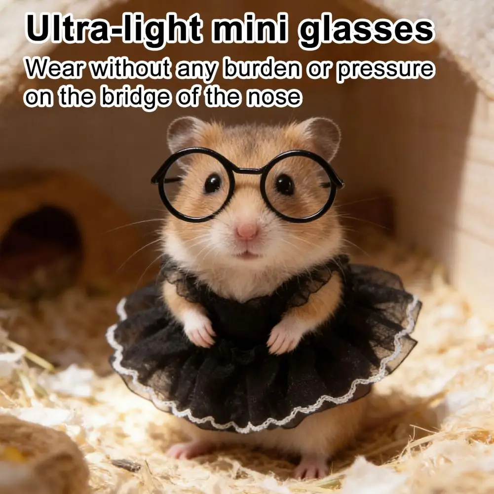 Elastic Band Pet Costume Cute Hamster Costumes Set Mini Princess Dress for Small Pets Metal Round Glasses Chipmunk Outfit Wear