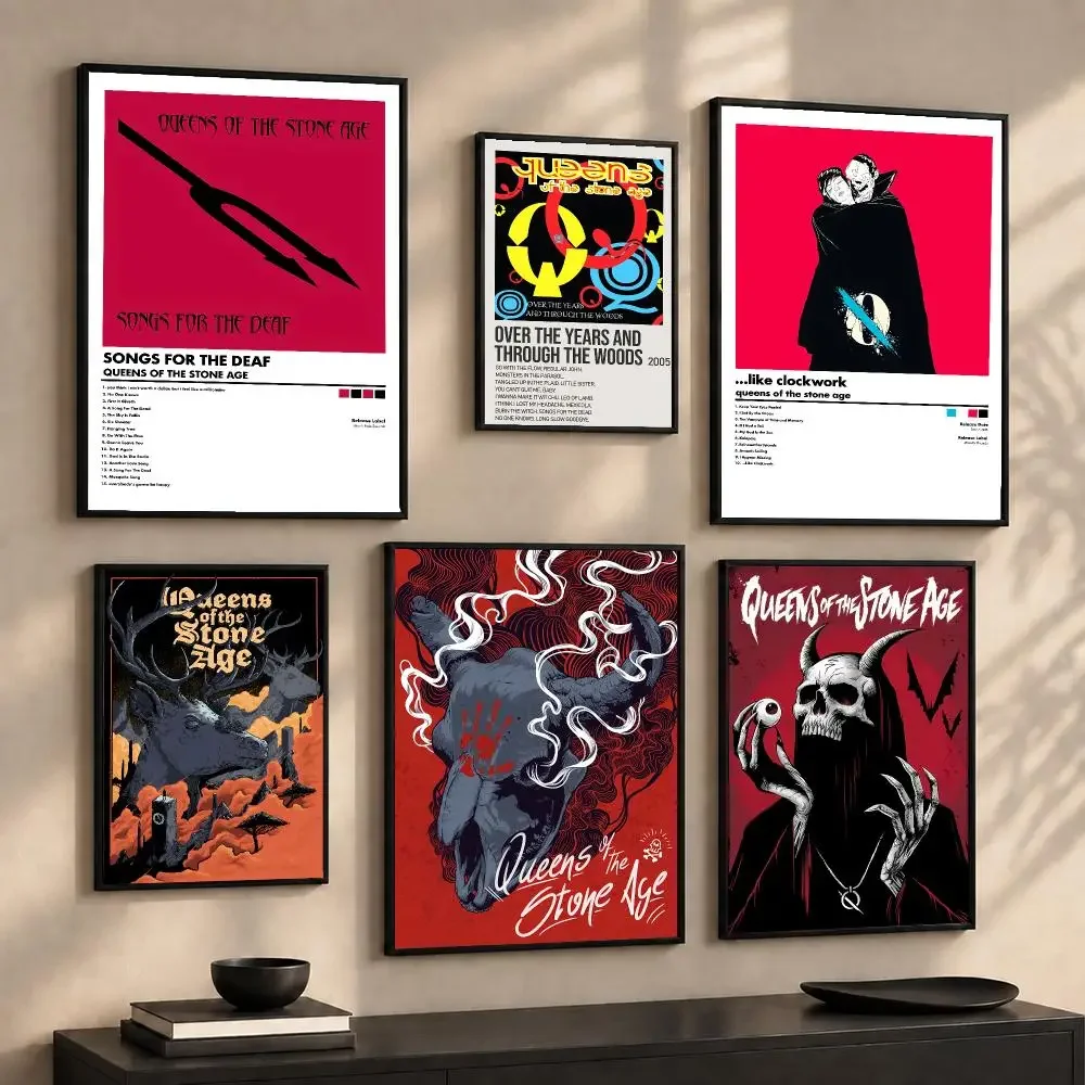 Classic Rock Band Q-Queens of the Stone A-Age Poster Wall Art Print Sticker for Bedroom Living Room Dorm Modern Home Decor Gift