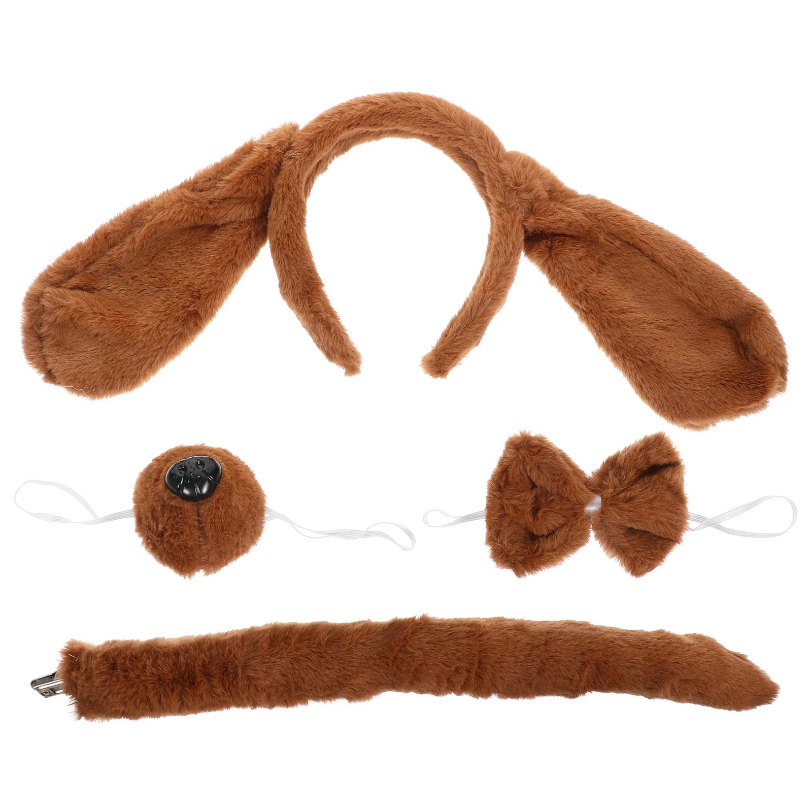 

1Set Pet Dog Costume Kit Adorable Bowtie Nose Tail Party Headband Animal Cosplay Props Pet Dog Costume Set Party Headband