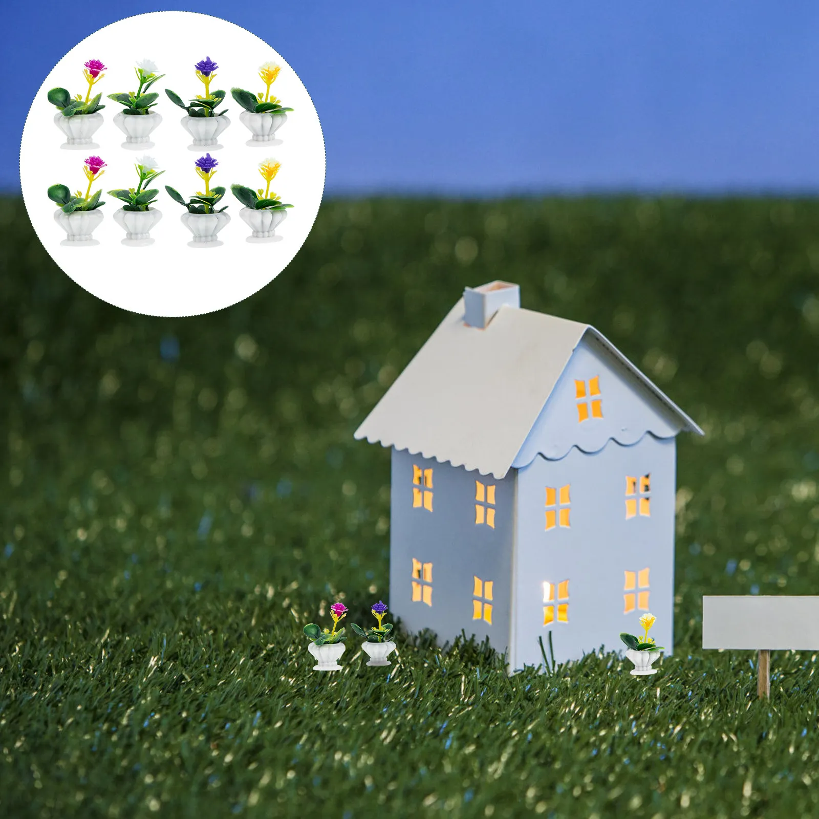 

Набор из 8 миниатюрных декоративных растений в горшках: высокая износостойкость, не выцветают, безопасны, практичны, для миниатюрных домиков