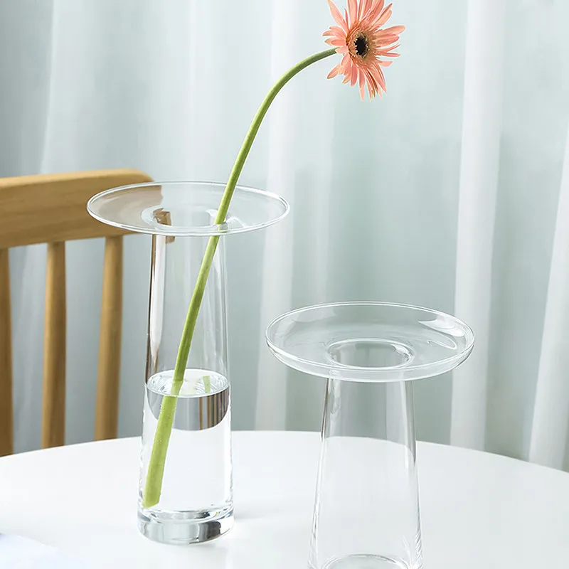 LIVETAI Transparent T-Shape Hydroponic Glass Vase Creative Plant Propagation Station for Home Living Room Desktop Decor