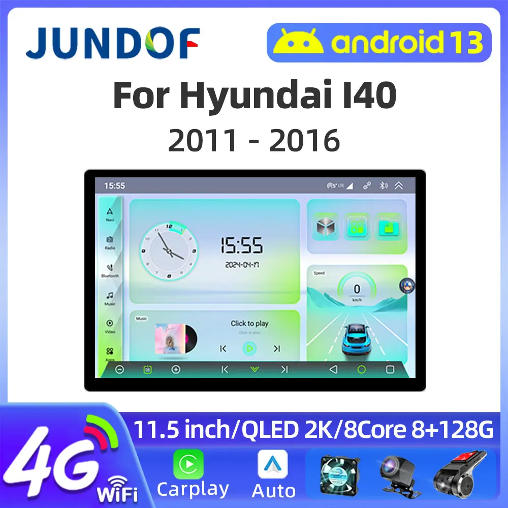 

11.5" inch CarPlay Android 13 Auto Radio 2000*1200P For Hyundai I40 2011-2016 4G Car Multimedia Player GPS Stereo 2din autoradio