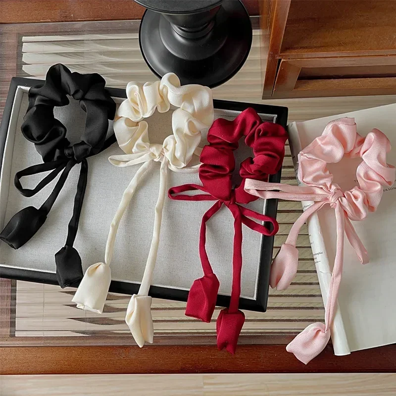 Wstążka z kokardką elastyczne opaski do włosów wysokiej jakości kwiatowy wisiorek gumka do włosów krawaty dziewczęce eleganckie Barrettes nakrycia głowy damskie akcesoria do włosów — zdjęcie 7