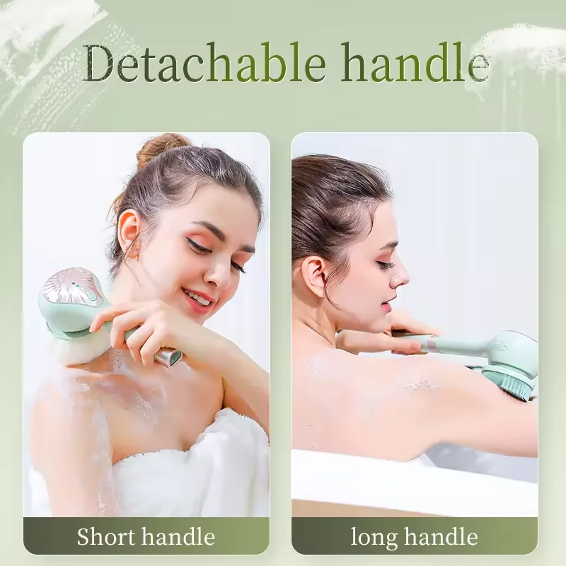 USB Rechargeable 2-Speeds Rotating Spa Bath Electric Brush ABS Handheld Shower Cleaning Tool Silicone Home Use Beauty Equipment