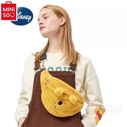 MINISO Disney Cartoon Bear Crossbody Bag for Women's Lamb Hair Sweet, Small and Versatile Homemade Student Fashion Waist Bag