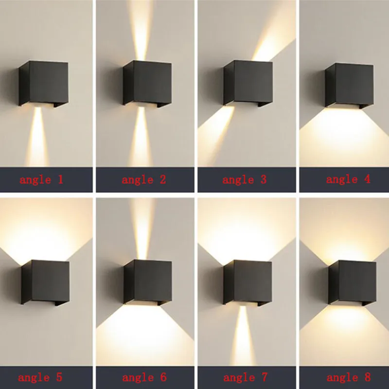 LED Wall Light Waterproof Outdoor 2x6W Square Wall Sconce Lamp Adjustable Angle Surface Mounted Garden Hallway Porch Light