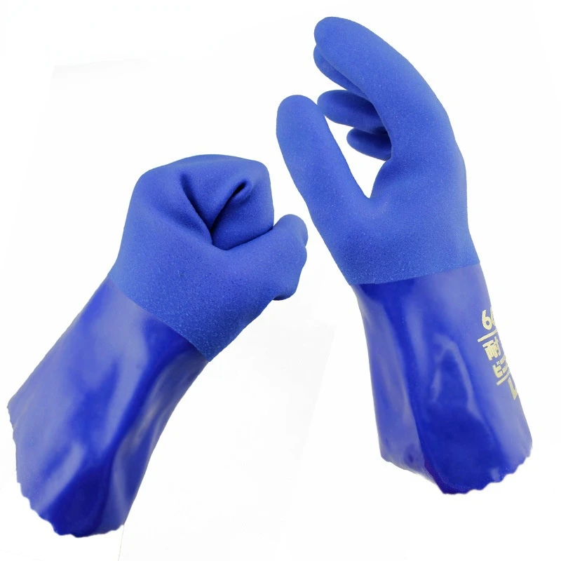 1 Pair Blue Oil Resistant Safety Work Gloves Chemical Resistant Gauntlet Oil Resistant Protection Sportswear Accessories