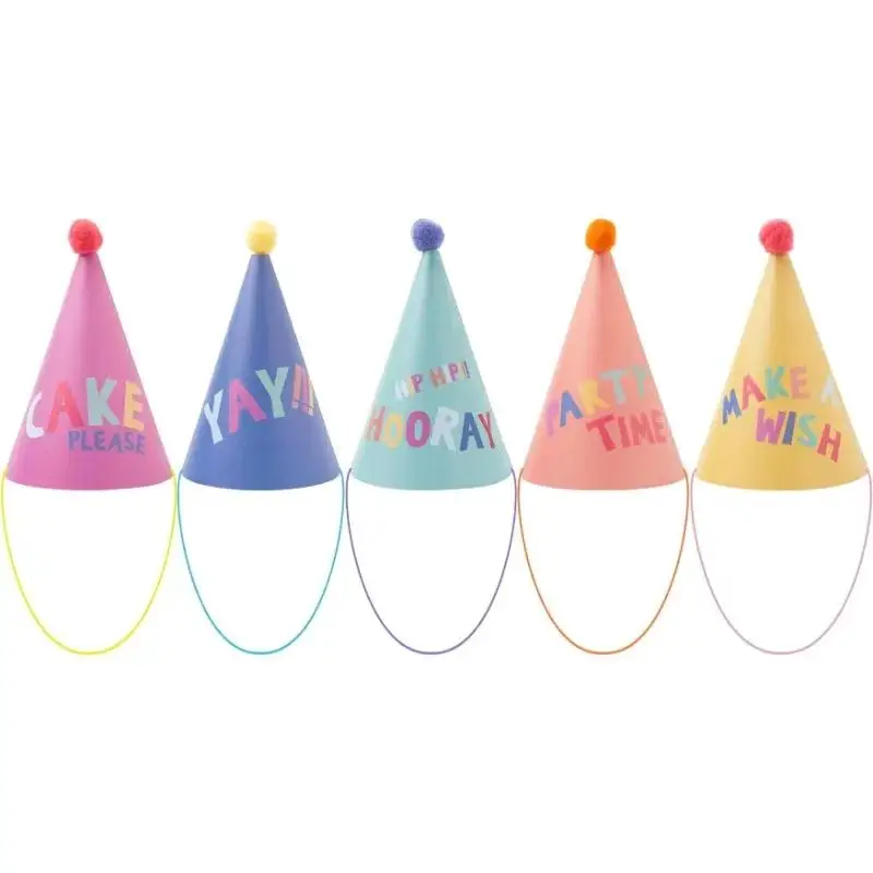 15Pcs Rainbow Party Hat with Pompom Ball Colorful Birthday Event Kids Tea Party Supplies Party Festive Hat Hat Birthday Pet Cone