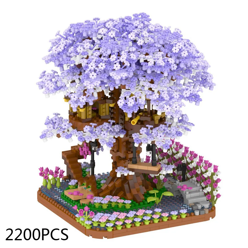 

Creative Architecture Micro Diamond Block Bauhinia Tree House Building Brick Toys Figures Assemble Model Nanobricks For Gifts