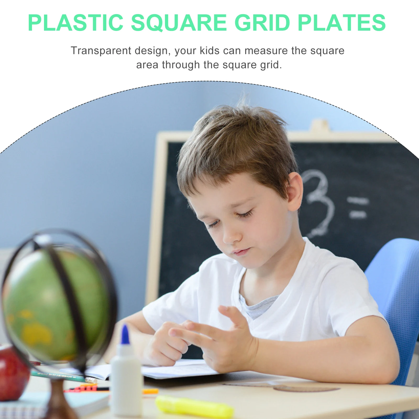 10Pcs Area Measuring Sheets Transparent Plastic Square Grid Plates 1cmx1cm Grid Sheets Math Education Tools for Area