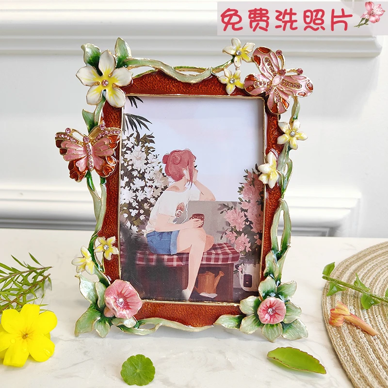 American 5-inch 7-inch photo frame retro butterfly table custom desktop ornament  frame European cute  frame gif