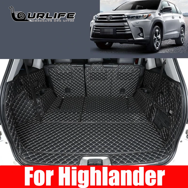 

Leather Car Trunk Mat Cargo Liner For Toyota Highlander 7 seats 2017 2018 2019 2020 Durable boot carpets cargo Accessories