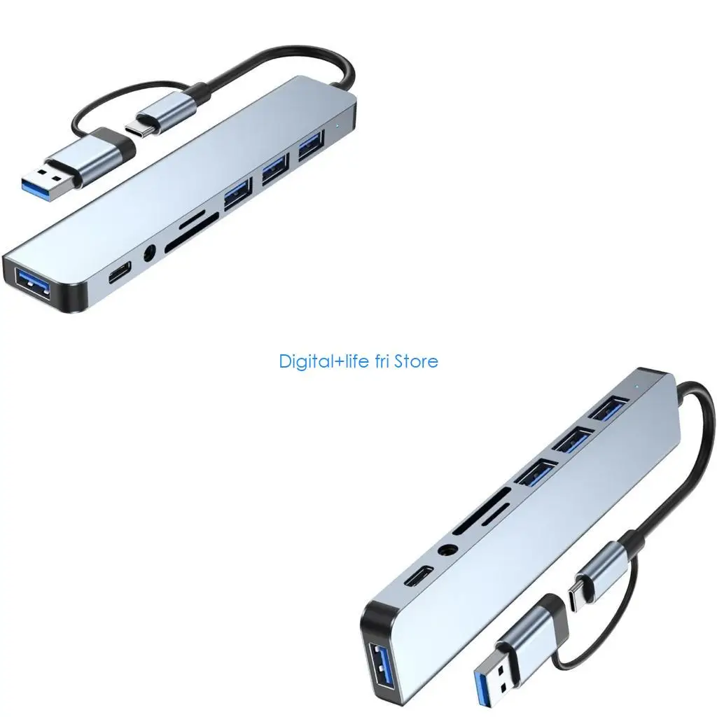 E06D USB3.0 Hub USB C Hub USB C to 3xUSB2.0+1xUSB3.0+1xType C Card Reader