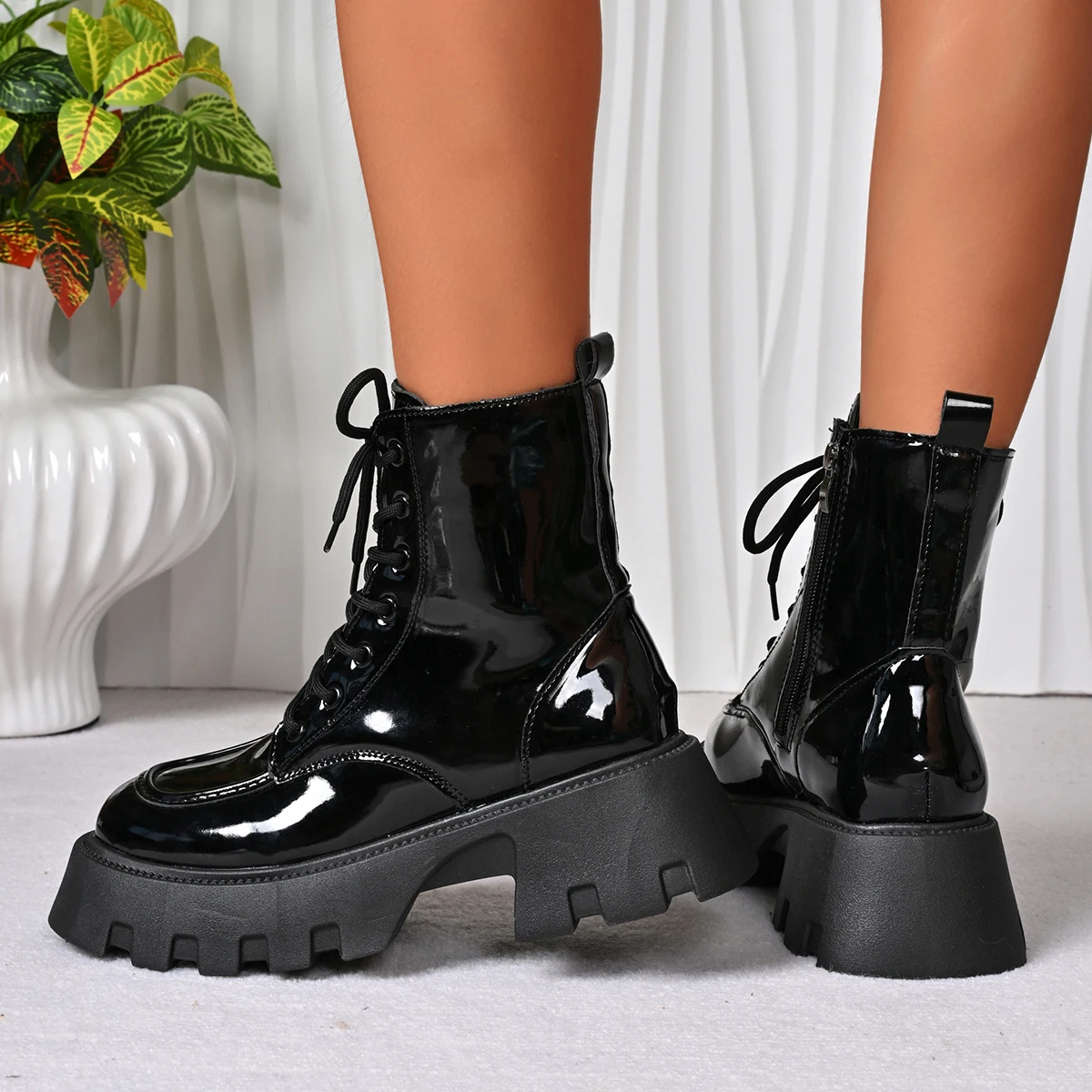 Bottes à semelle intermédiaire pour femmes, à la mode et confortables, bout rond, décontractées, semelles épaisses, bottes de chevalier confortables, automne hiver