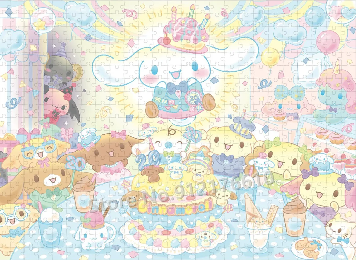 Cinnamoroll Cute Cartoon Print Jigsaw Puzzle 300/500/1000 Pieces Japanese Anime Sanrio Characters Puzzle Kids Intelligence Toys