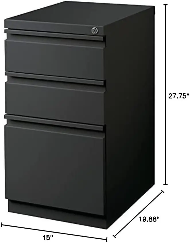 Modern Charcoal Deep Metal Mobile Pedestal File 3-Drawer Box/Box Product Dimensions 19.88