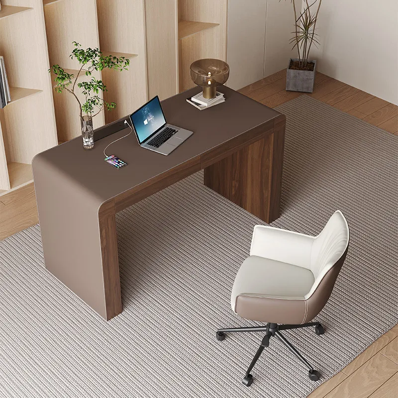 

Saddle leather desk study bedroom computer table designer creative desk premium desk