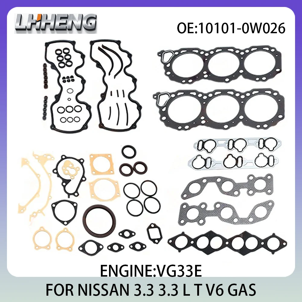 

Engine Full Gasket set For NISSAN ELGRAND PATHFINDER TERRANO 3.3L 3.3 L T V6 GAS 92-04 10101-0W026 10101-4S127 VG33E