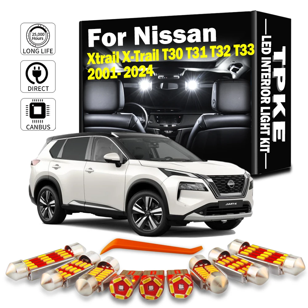 TPKE Car LED Bulb Interior Map Dome Trunk Plate Light Kit For Nissan Xtrail X-Trail T30 T31 T32 T33 2001- 2021 2022 2023 2024