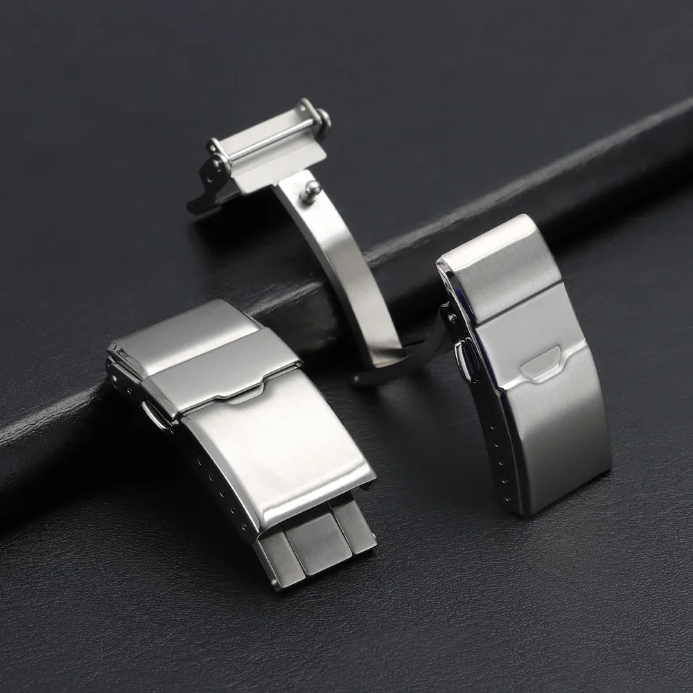 Adjustable Folding Buckle Extendable Clasps Luxury 316L Solid Stainless Steel Watch Strap Buckle 16mm 18mm Premium Metal Button