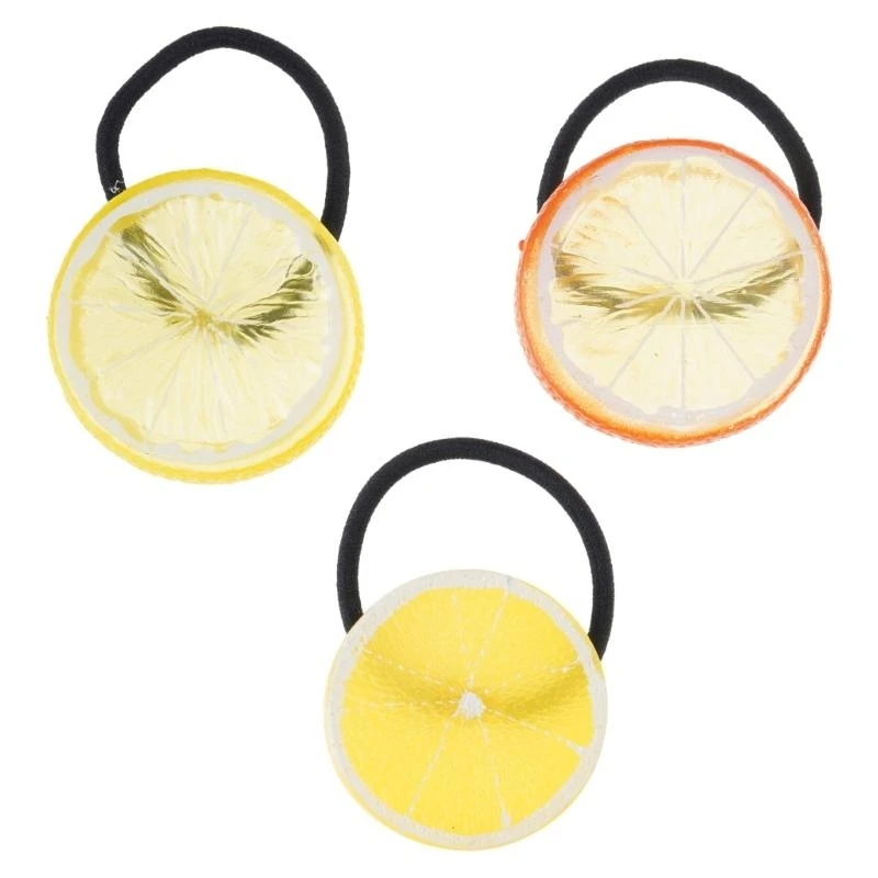 

652F Hair Scrunchies Thick Lemon Tangerine Hair Scrunchy Elegant Hair Rope Scrunchy Women Ponytail Holder