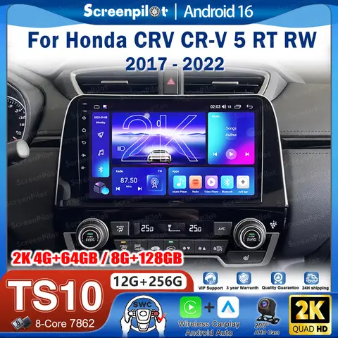 Central Multimídia Automotiva Android 16 para Honda CRV CR-V 5 RT RW 2017 - 2022 com TV, Vídeo e GPS