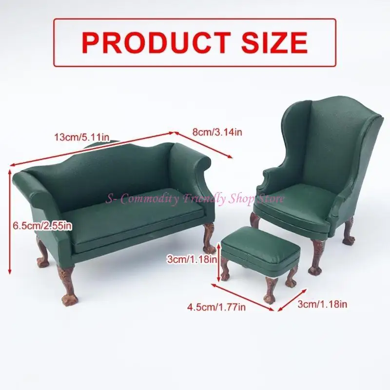 85AEベッドルームレザーラブシート/シングルソファミニチュア家具モデルドールハウスカウチアクセサリーリアルなプレイセット1:12