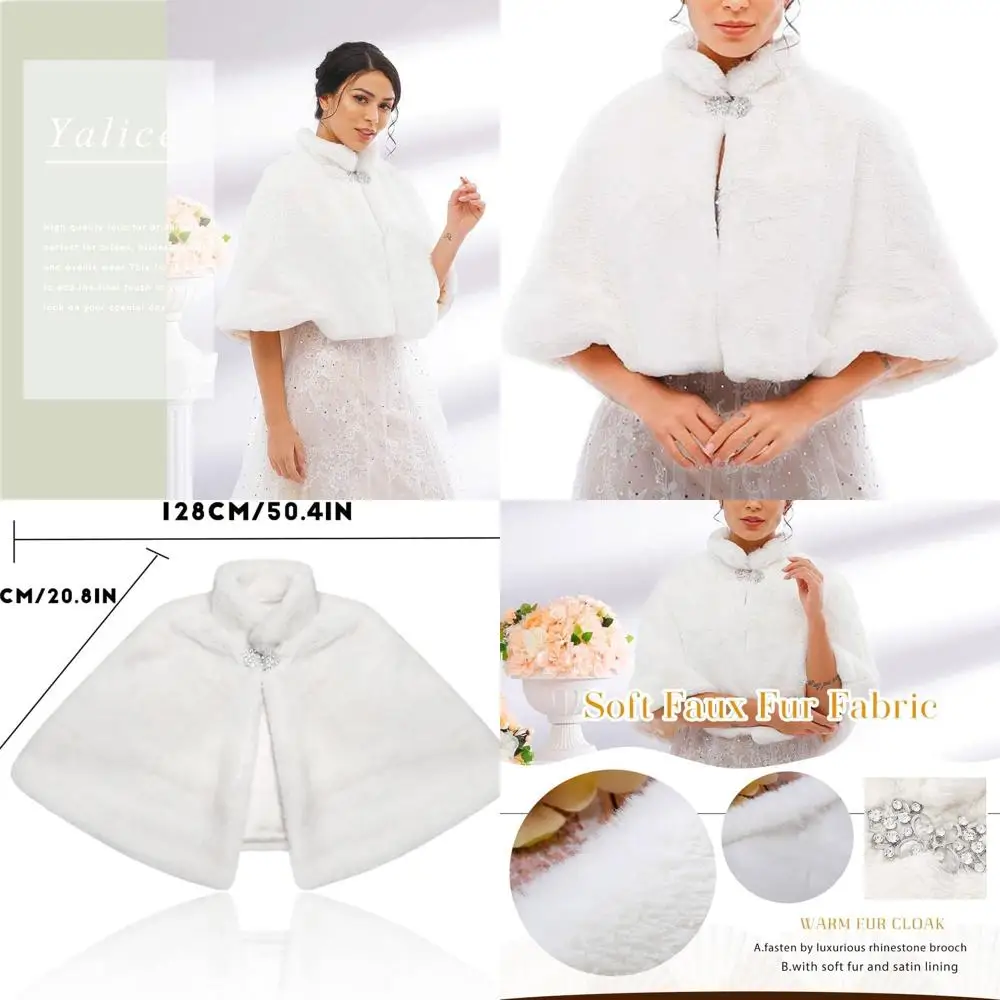 

Шаль из искусственного меха и накидка для женской свадьбы, идеально подходит для невесты и подружек невесты