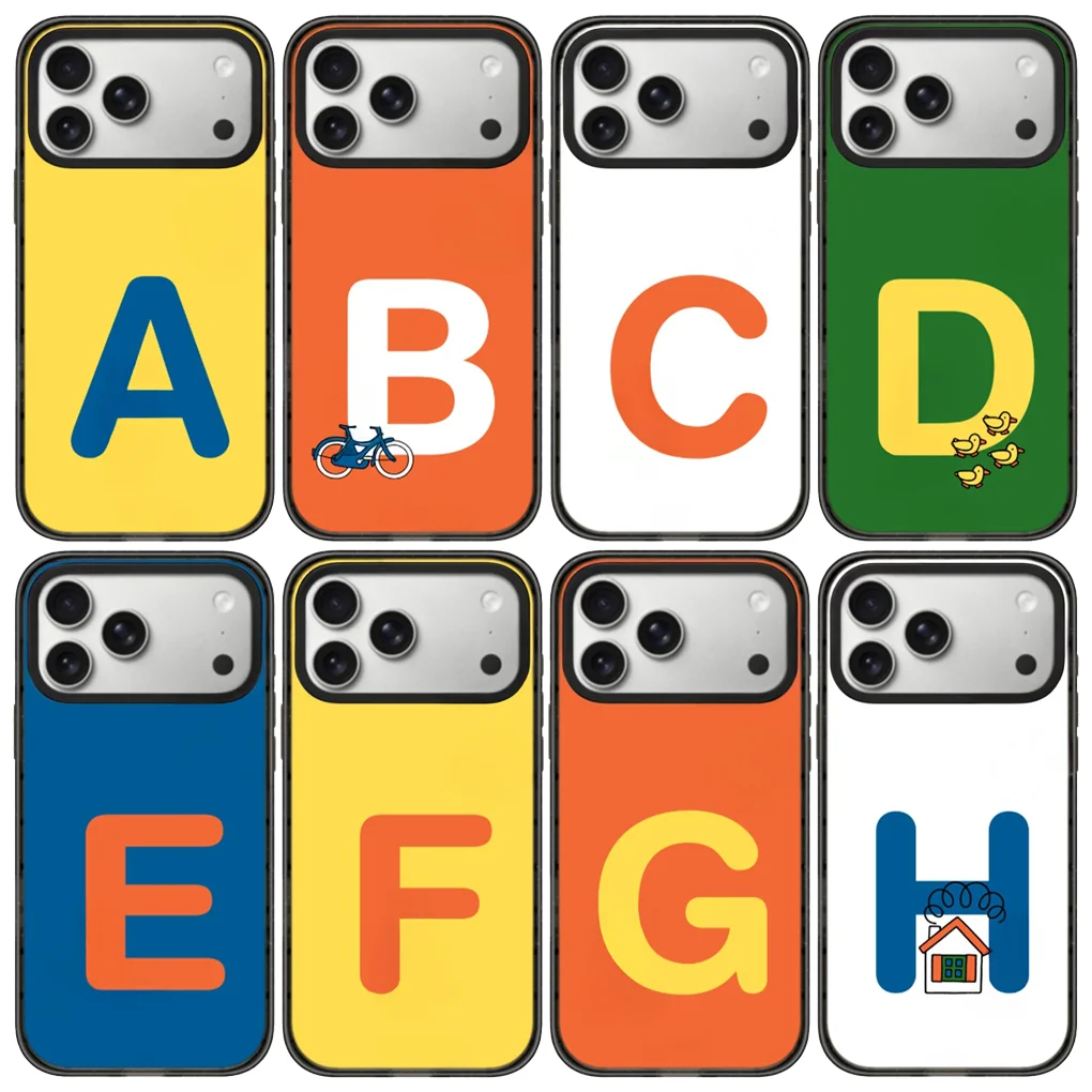 

Cartoon Alphabet Acrylic Black Border Phone Cover for IPhone 15 16 17 Pro Max Case for IPhone 17Air