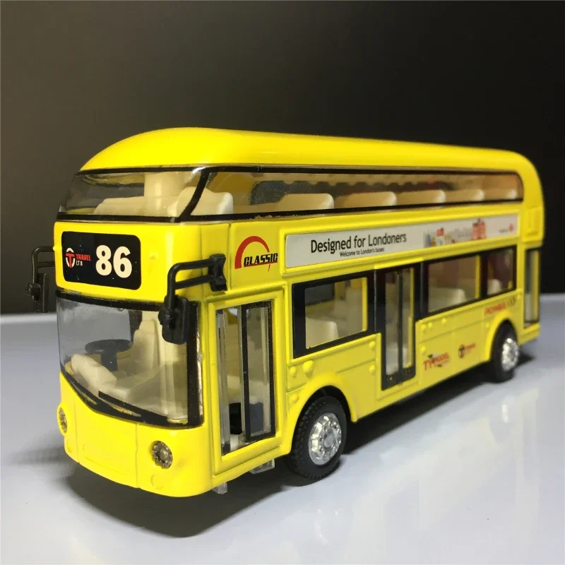 Simulation 1:24 Double-decker Sightseeing Bus Alloy Car Model Sound Light Diecast Toy Vehicle Children Boy Car Toy Birthday Gift