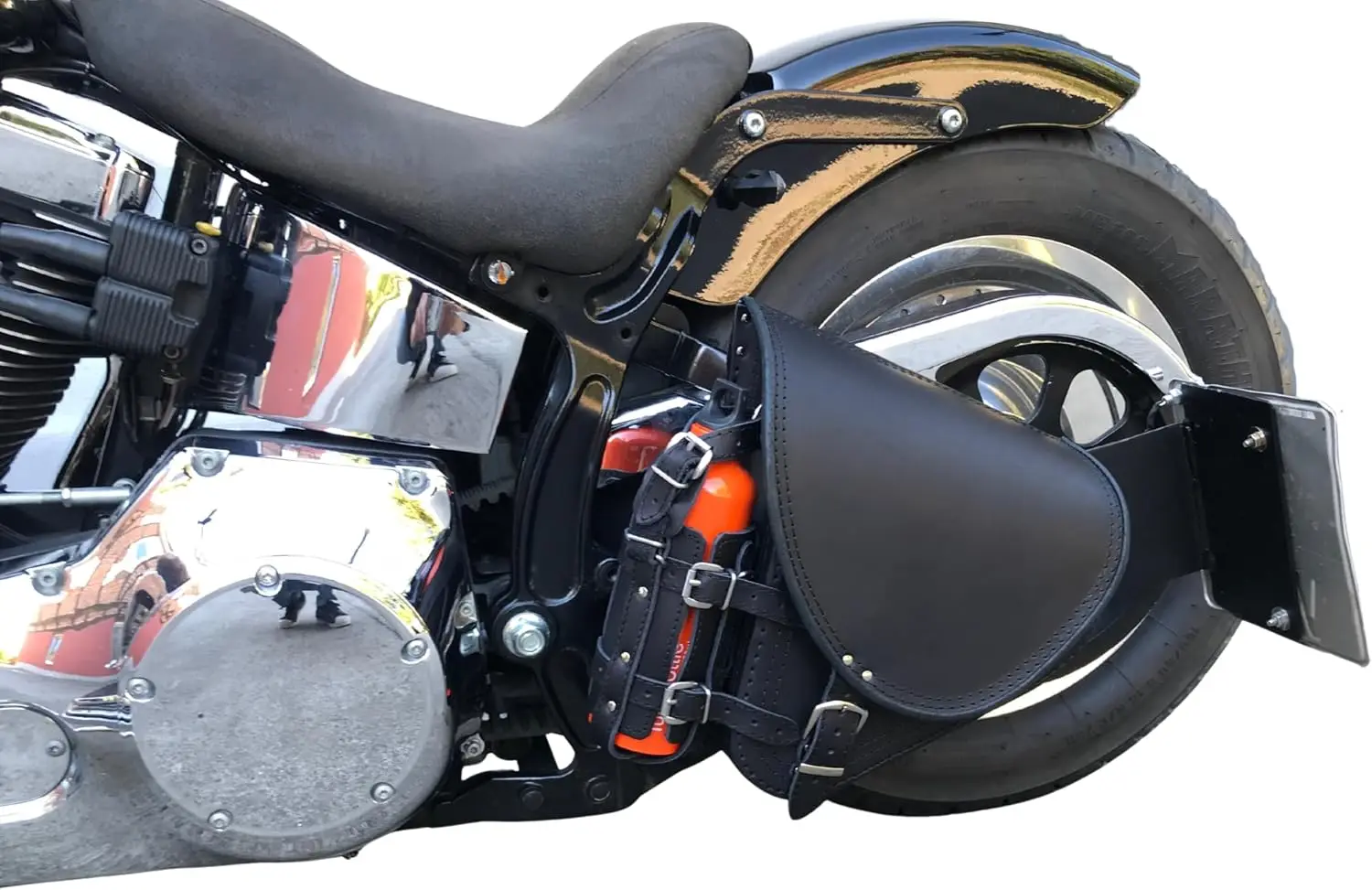 Black Motorcycle Swing Arm Bag, Left-Side Saddle Pouch Compatible with Select Motorcycle Models, Side Storage Bag