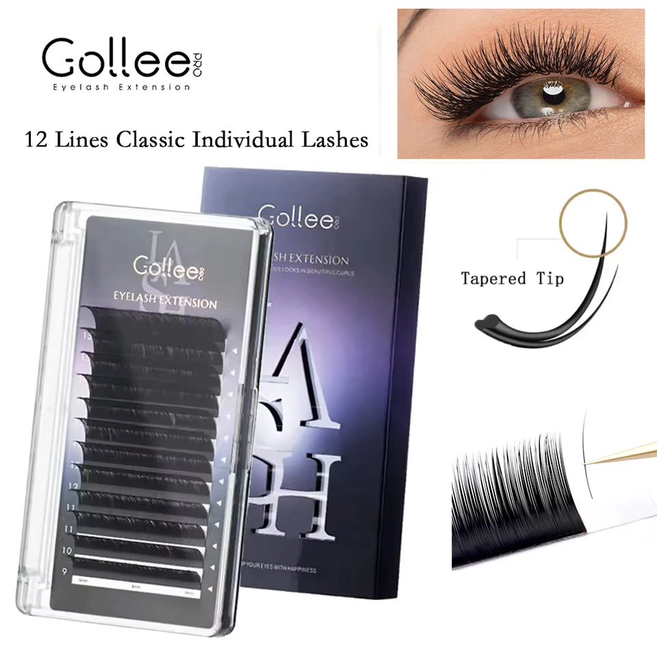 

Gollee 12 линий классические индивидуальные наращивания ресниц 9-15 мм ручной работы CC/D Curl натуральный объем наращивание ресниц поставщик