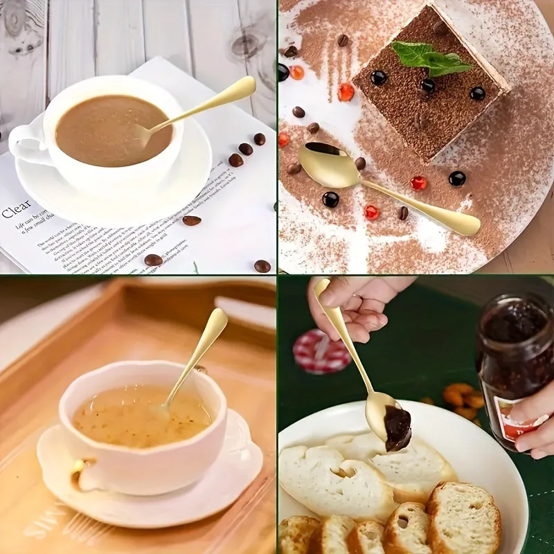 6/10/20Pcs Stainless Steel Small Gold Spoons Mini Coffee Tea Dessert Ice Cream Stirring Spoon Set Kitchen Accessories view 3