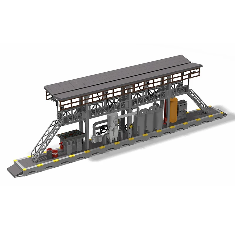 مدينة شارع عرض نموذج MOC قوالب بناء محطة تعبئة الديزل وحدات التكنولوجيا الأطفال هدايا العيد تجميع اللعب البدلة