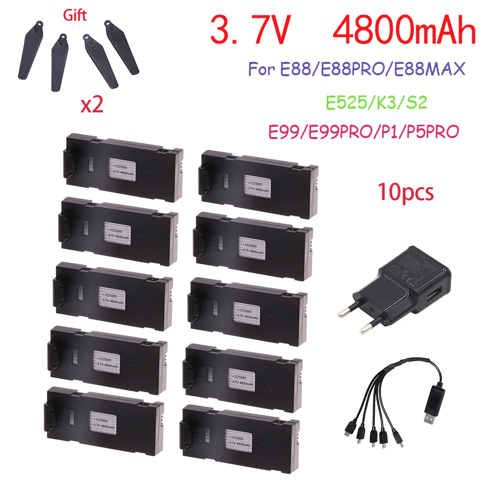 3.7 فولت 4800 مللي أمبير RC بطارية توصيل خارجي ملحق ل E88 E88PRO Ls-E525 E525PRO P1 K3 S2 شاحن صغير Uav بطارية توصيل خارجي خاص Rc أجزاء